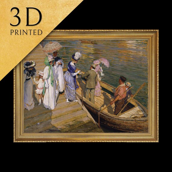 E Phillips Fox The Ferry Women Boarding Boat Scene Textured Print