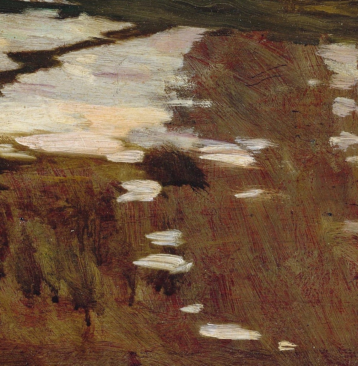 William Merritt Chase Woman Rowing Boat Pond Scene Textured Print - Image 2