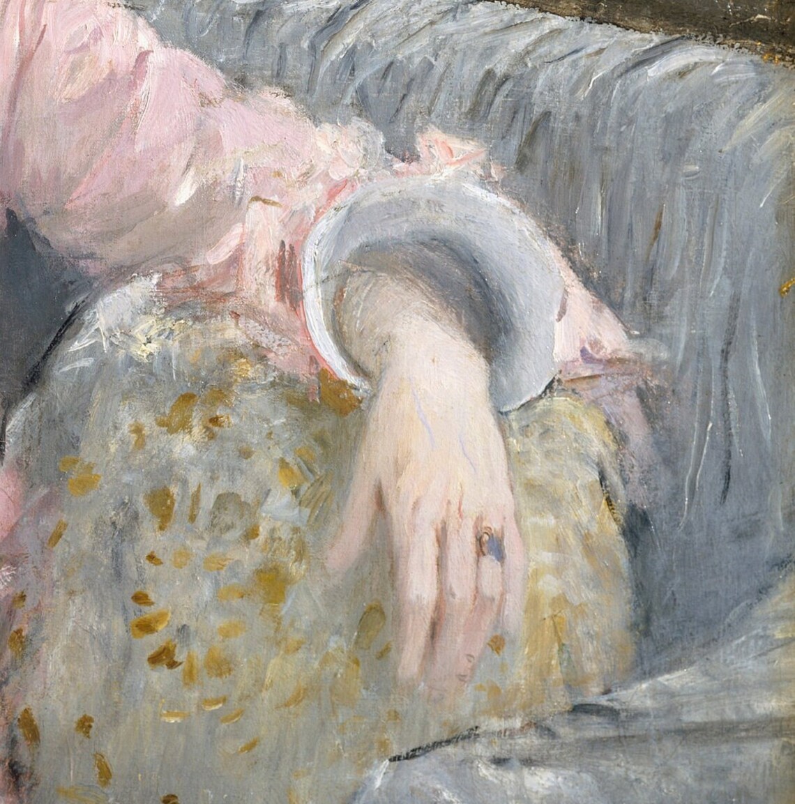 Young Woman in Pink Dress Impressionist Portrait Seated Art Print - Image 2