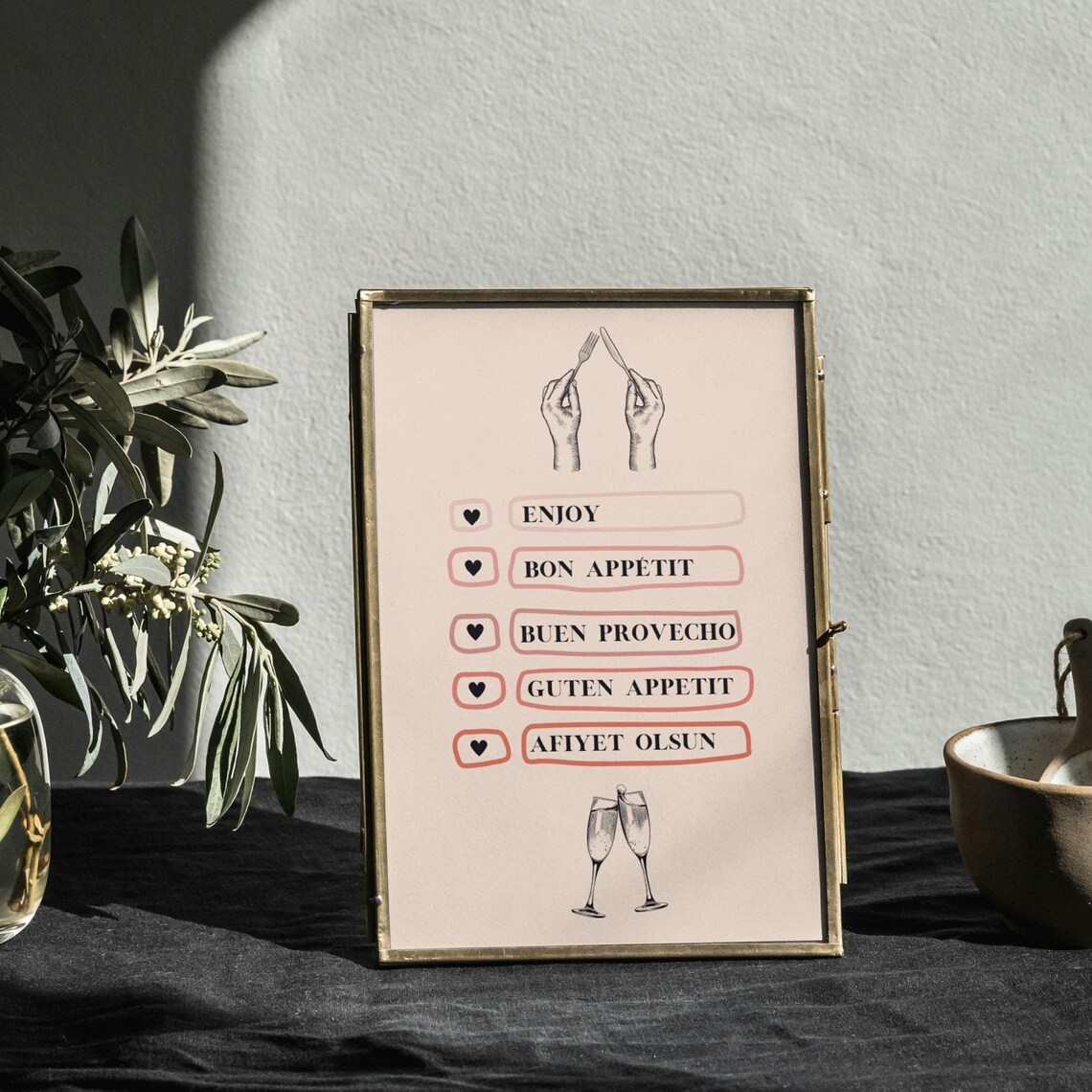 Enjoy The Meal, Multilingual Dining Art Print - Image 3