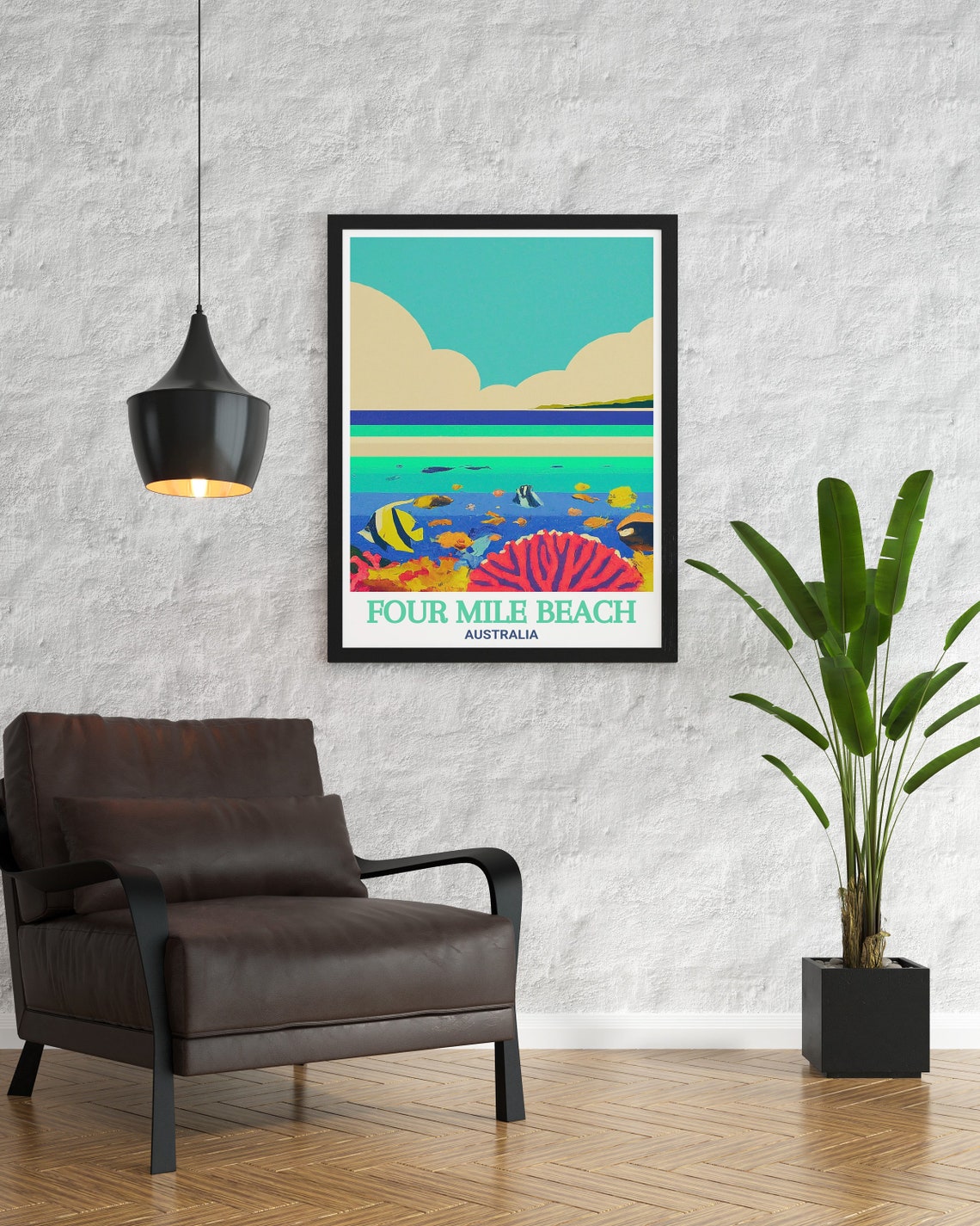Four Mile Beach Australia Underwater Coral Reef Scene Travel Poster - Image 3