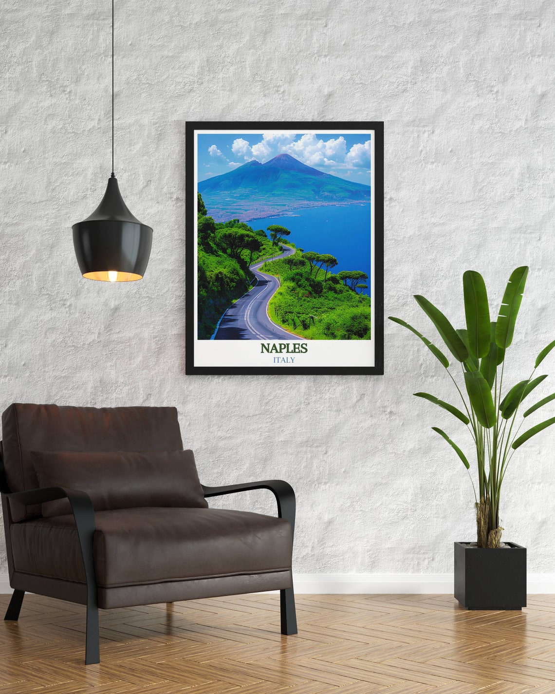 Naples Italy Winding Coastal Road Overlooking Mount Vesuvius Poster - Image 2
