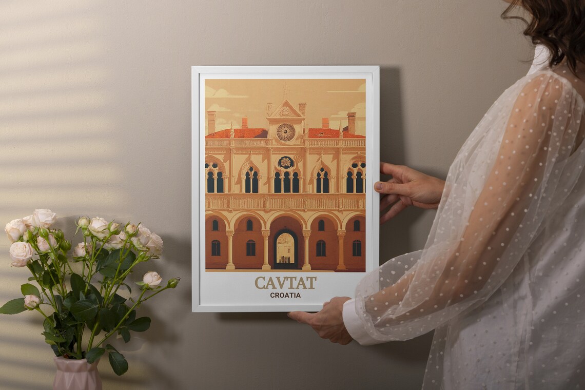 Cavtat Rector's Palace Facade Croatia Historic Travel Poster - Image 3