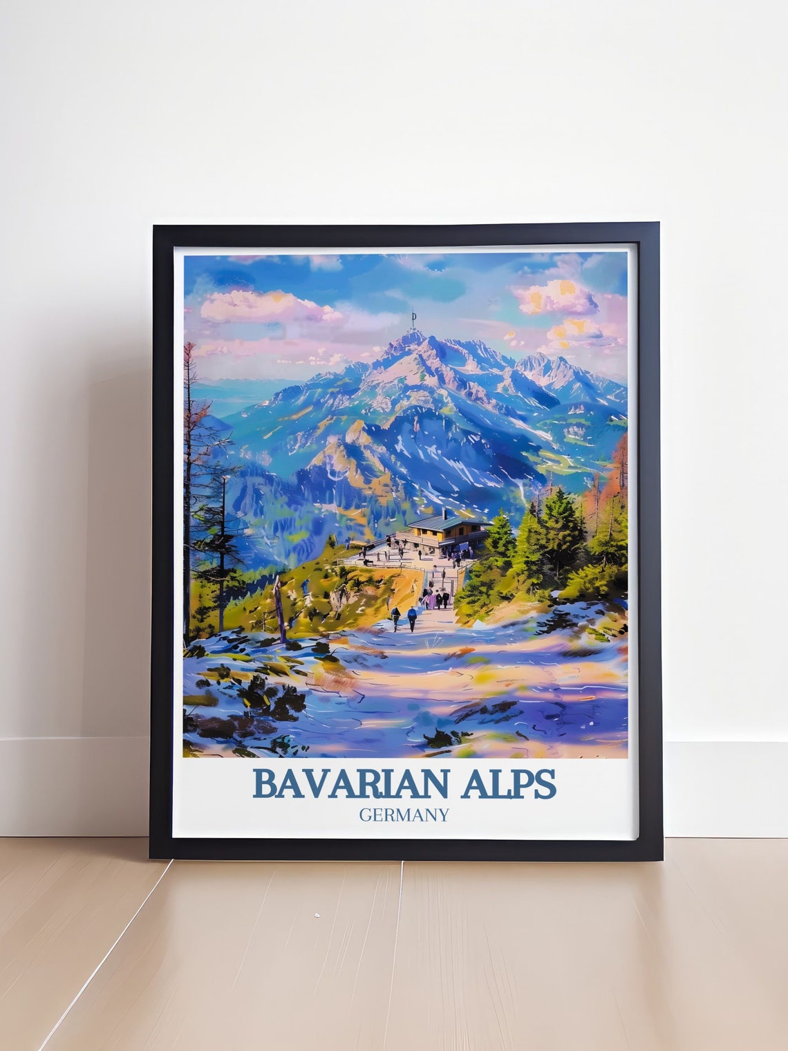 Bavarian Alps Mountain Summit Hikers Trail Panoramic View Poster - Image 4