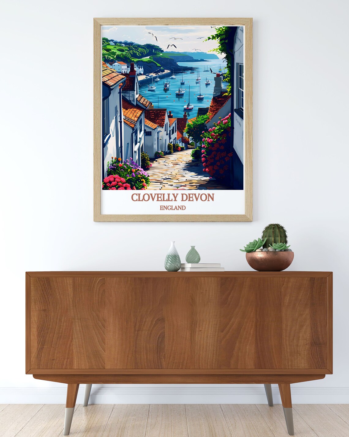 Clovelly Devon England Harbor Village Cobblestone Street Boats Poster - Image 3