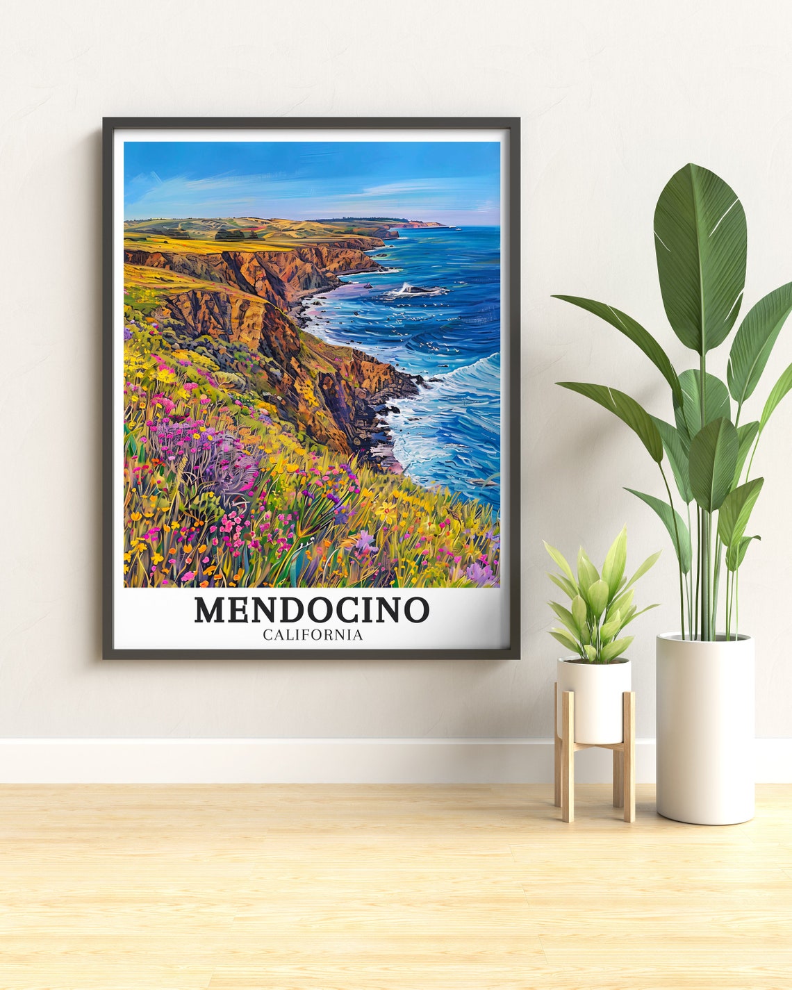 Mendocino Wildflower Cliffs Pacific Ocean California Coastal Poster - Image 3