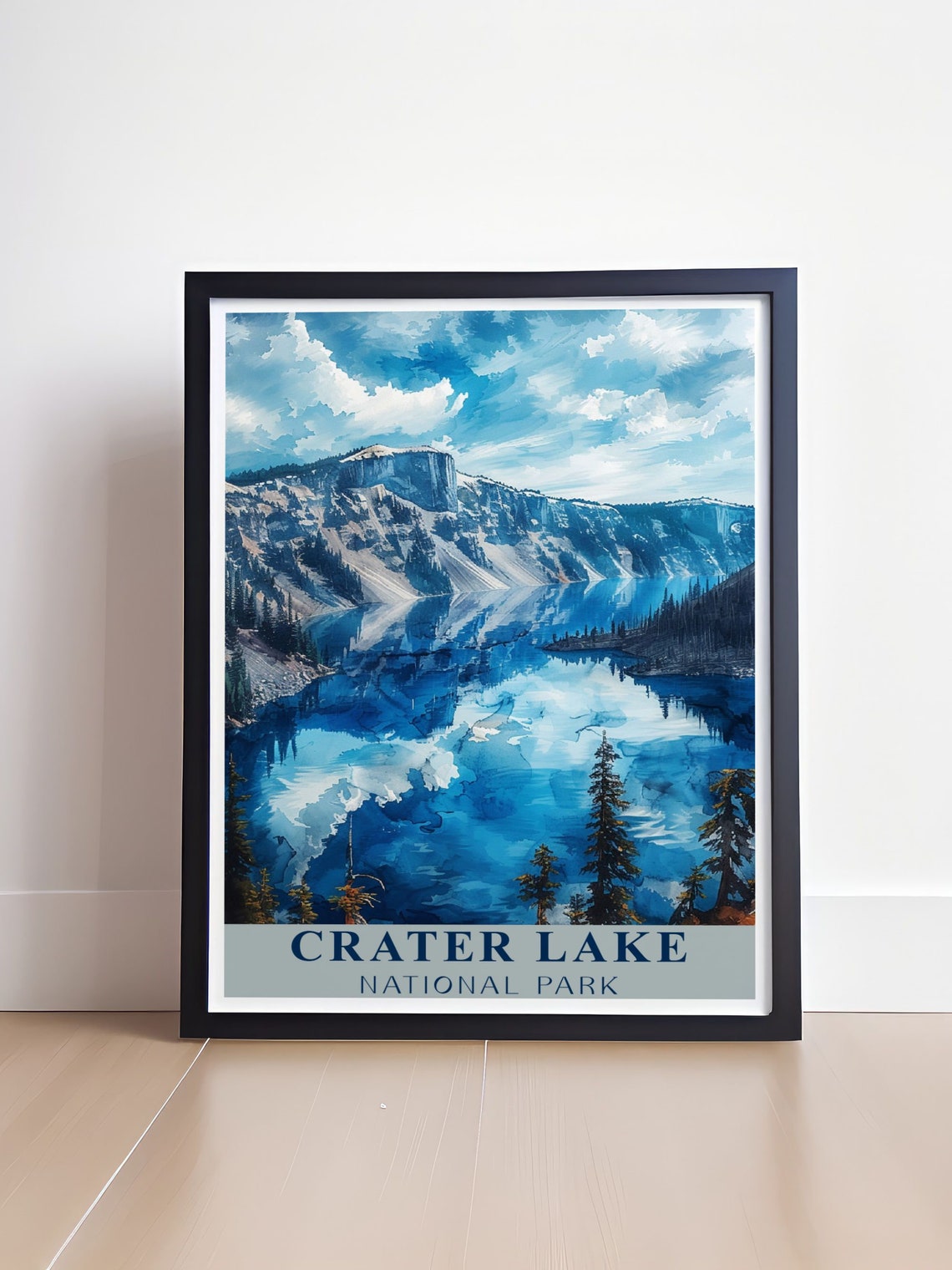 Crater Lake National Park Blue Lake Reflection Travel Poster - Image 4