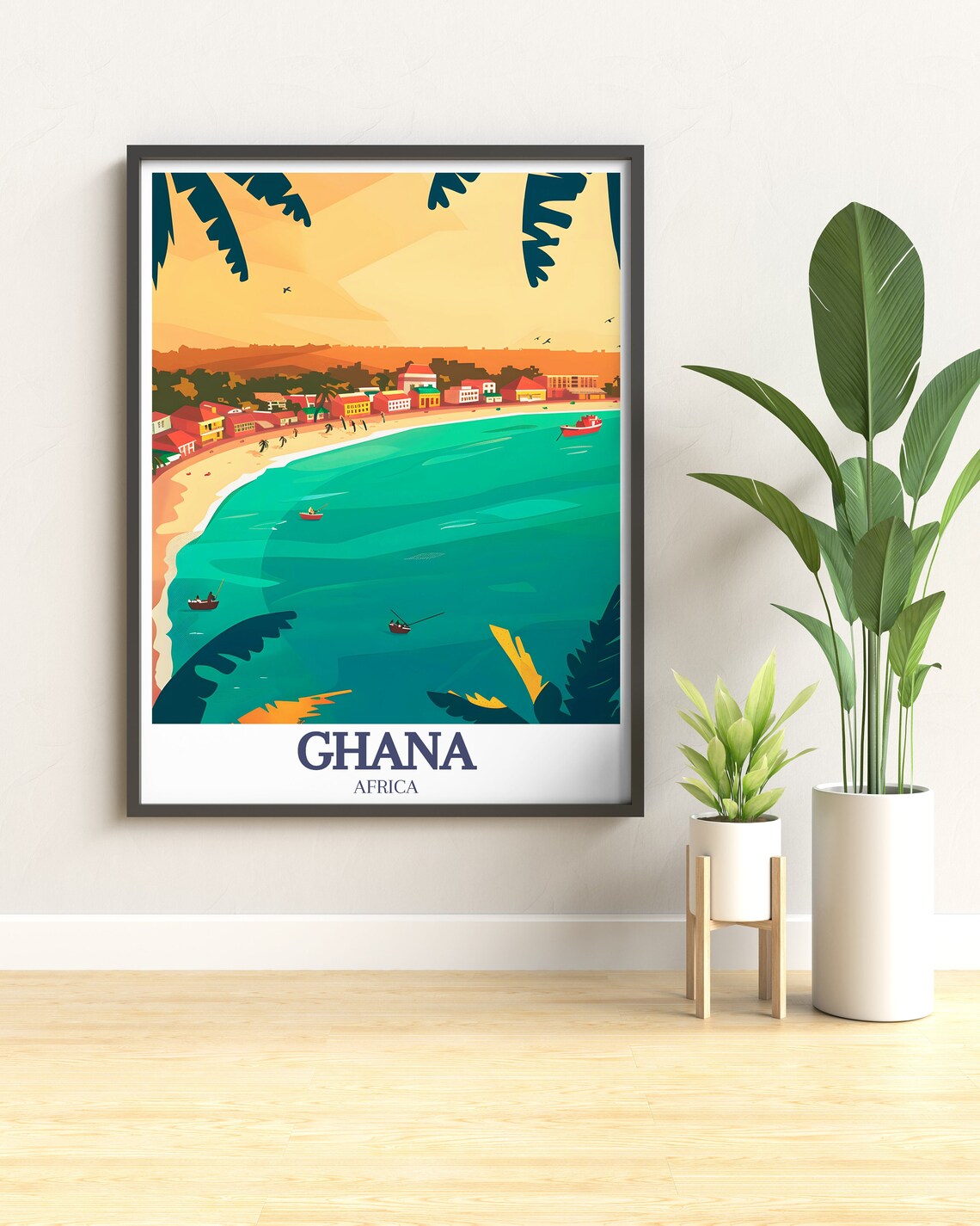 Ghana Labadi Beach Sunset Fishing Boats Tropical Africa Poster - Image 3
