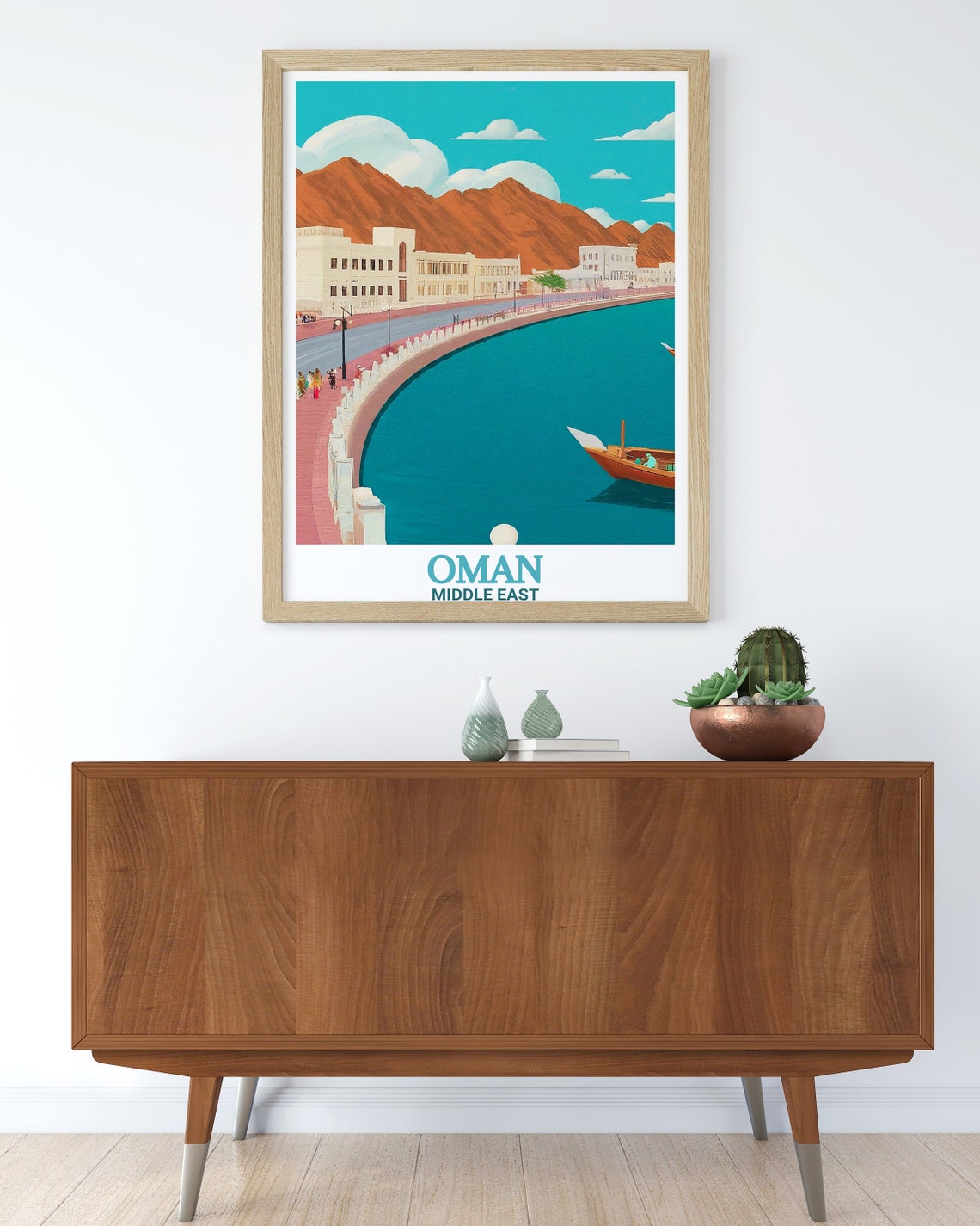 Mutrah Corniche Oman Waterfront Dhow Boat Harbor Travel Poster - Image 2