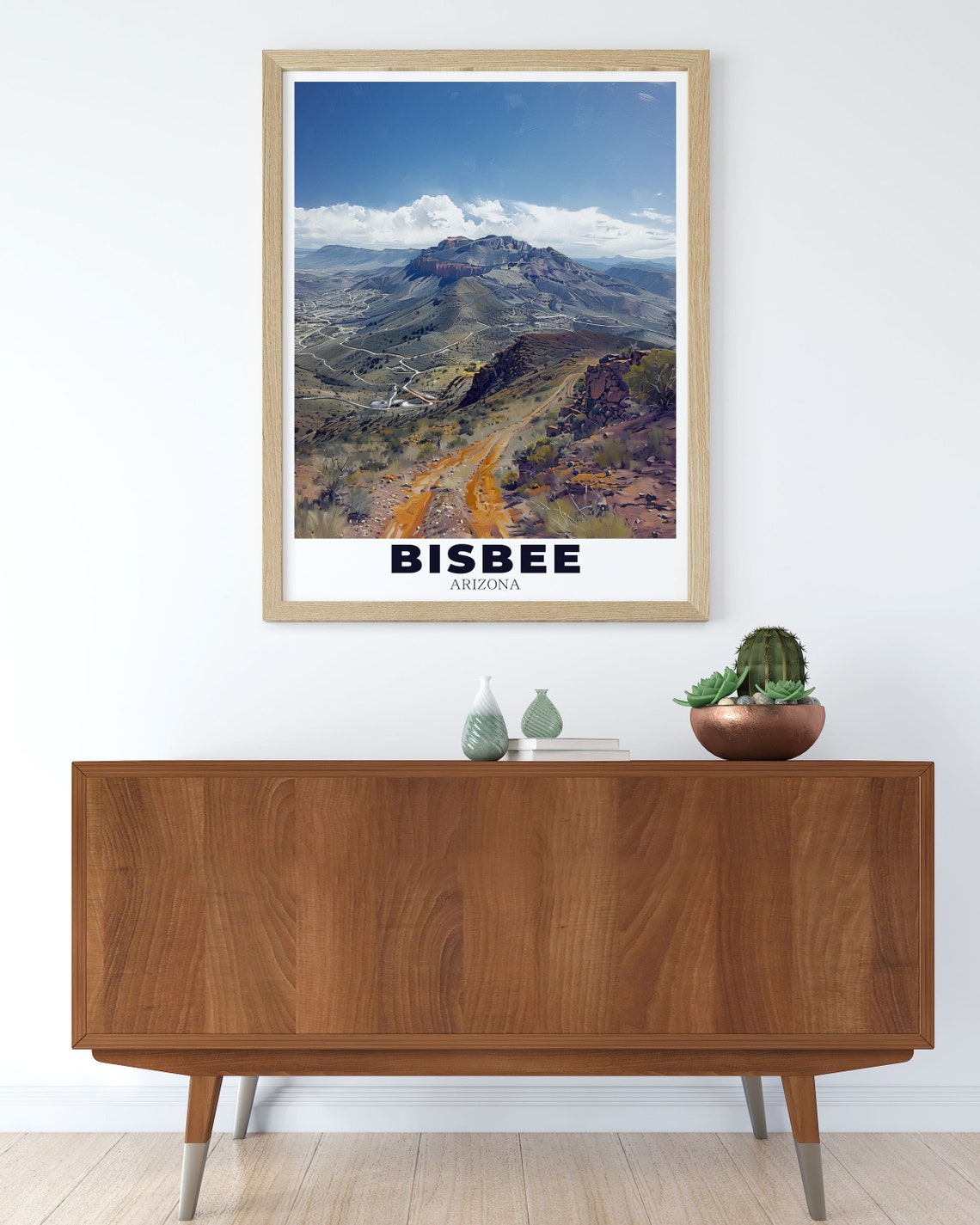 Bisbee Arizona Mule Mountains Winding Road Desert Landscape Poster - Image 2
