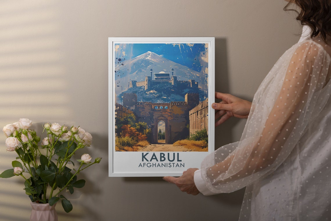 Ancient Kabul Afghanistan Historic Citadel Mountain Travel Poster - Image 2