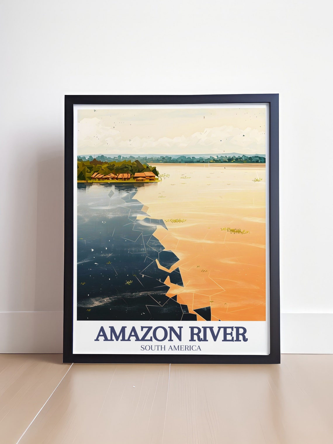 Amazon River Meeting of the Waters Geometric River Art Poster - Image 4