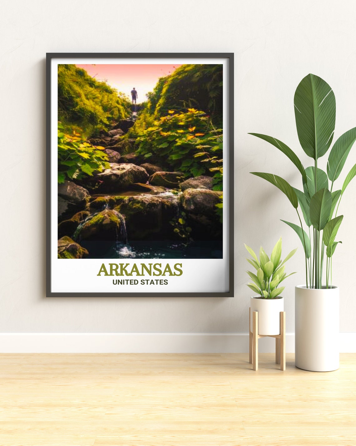 Arkansas Hot Springs Mossy Waterfall Hiker Forest Trail Poster - Image 2