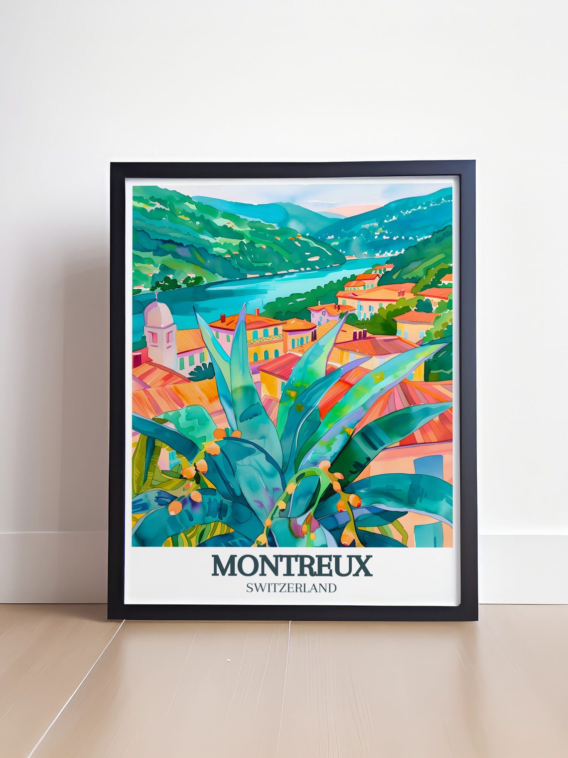 Montreux Travel Print Lake Geneva Rochersdenaye Travel Art Montreux Travel Prints And Switzerland Decor Montreux Posters - Image 4