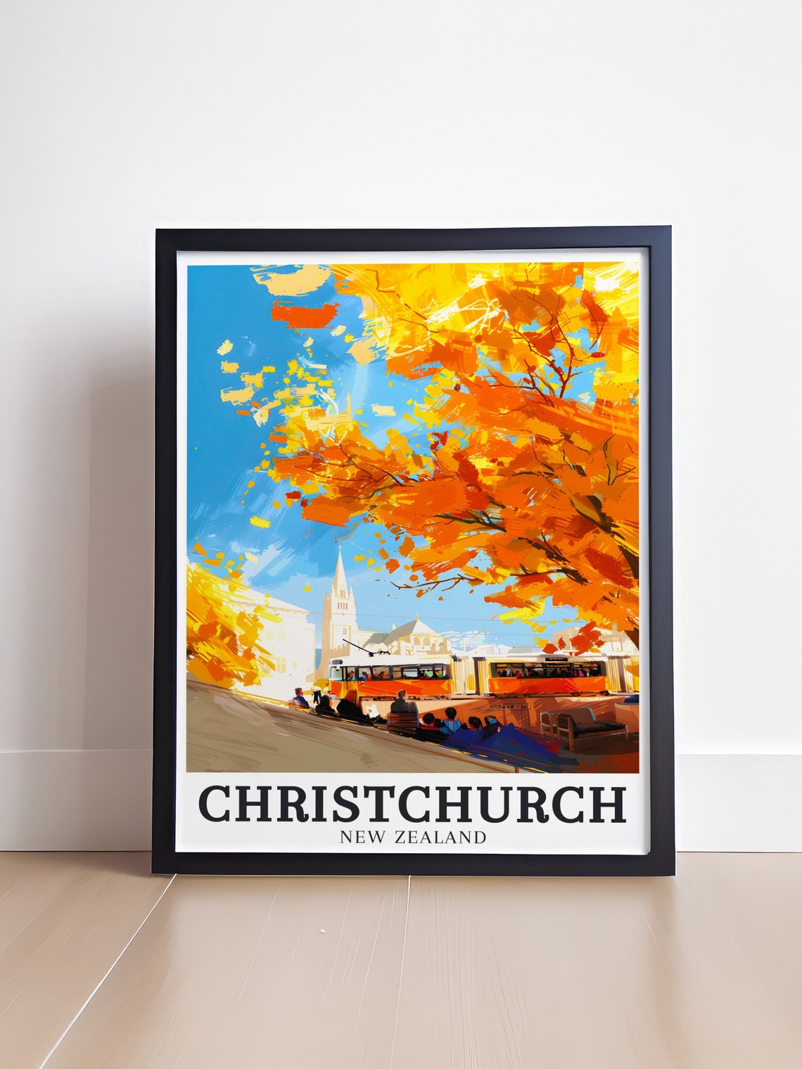 Christchurch Travel Print Christchurch Heritage Trams Christchurch Cathedral Print Christchurch Poster Christchurch Heritage Trams Art - Image 4