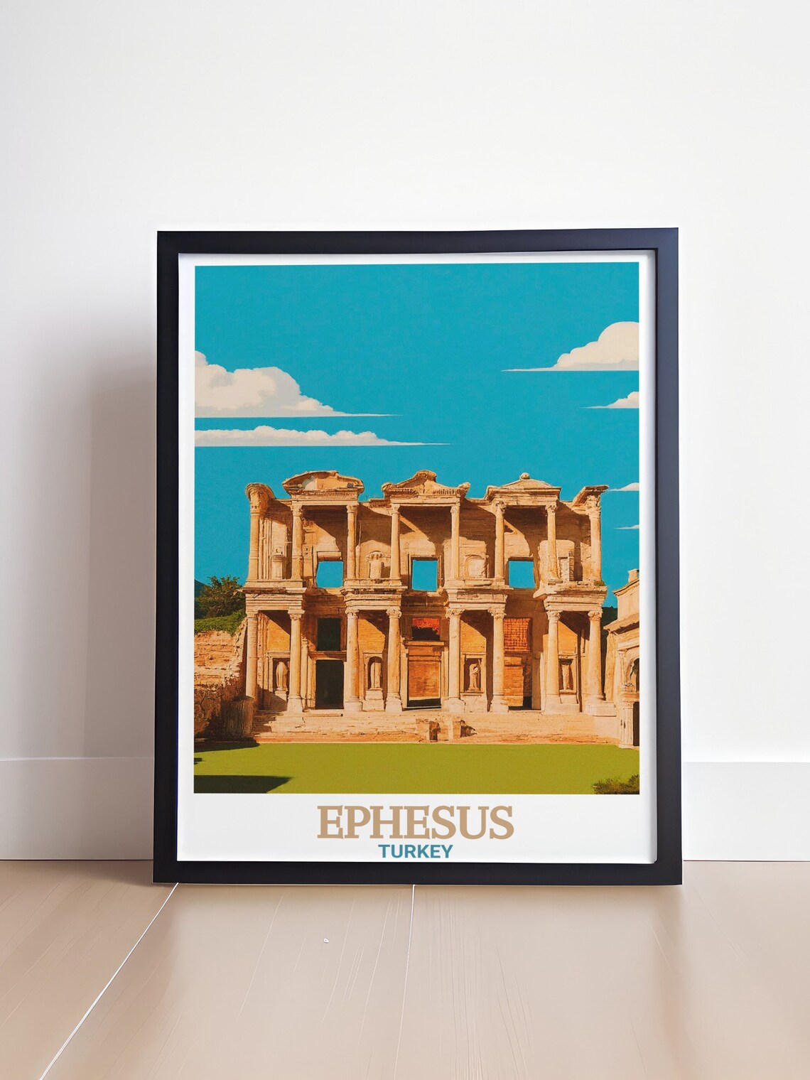Ephesus Turkey Library Of Celsus Facade Vintage Travel Poster - Image 4