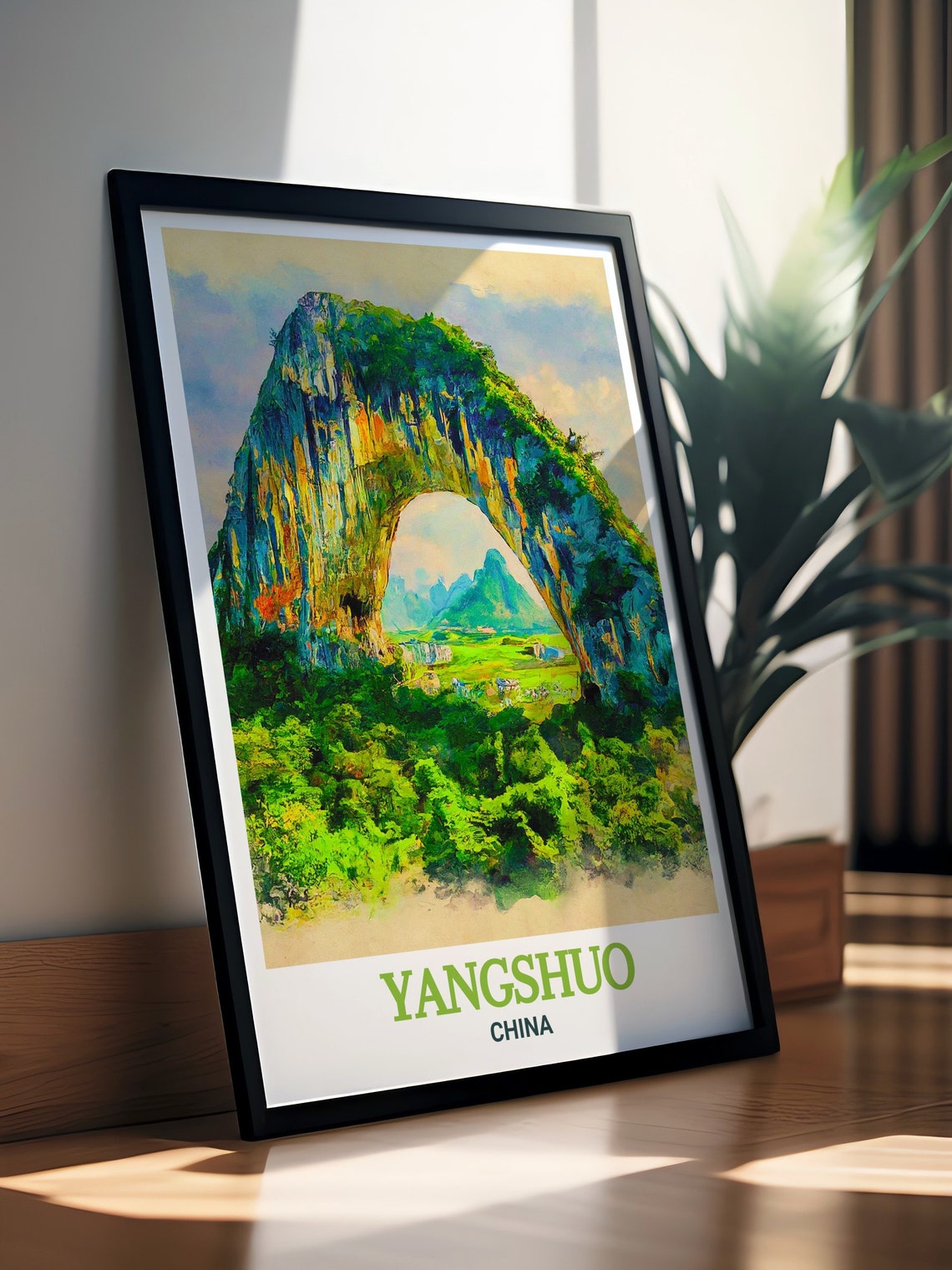 Yangshuo Moon Hill Natural Stone Arch Karst Landscape Poster - Image 2