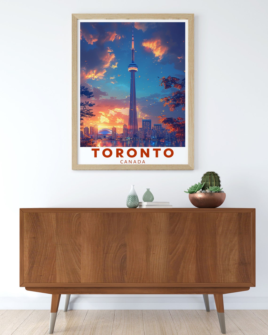 Toronto Canada CN Tower Autumn Foliage Sunset Skyline Poster - Image 2