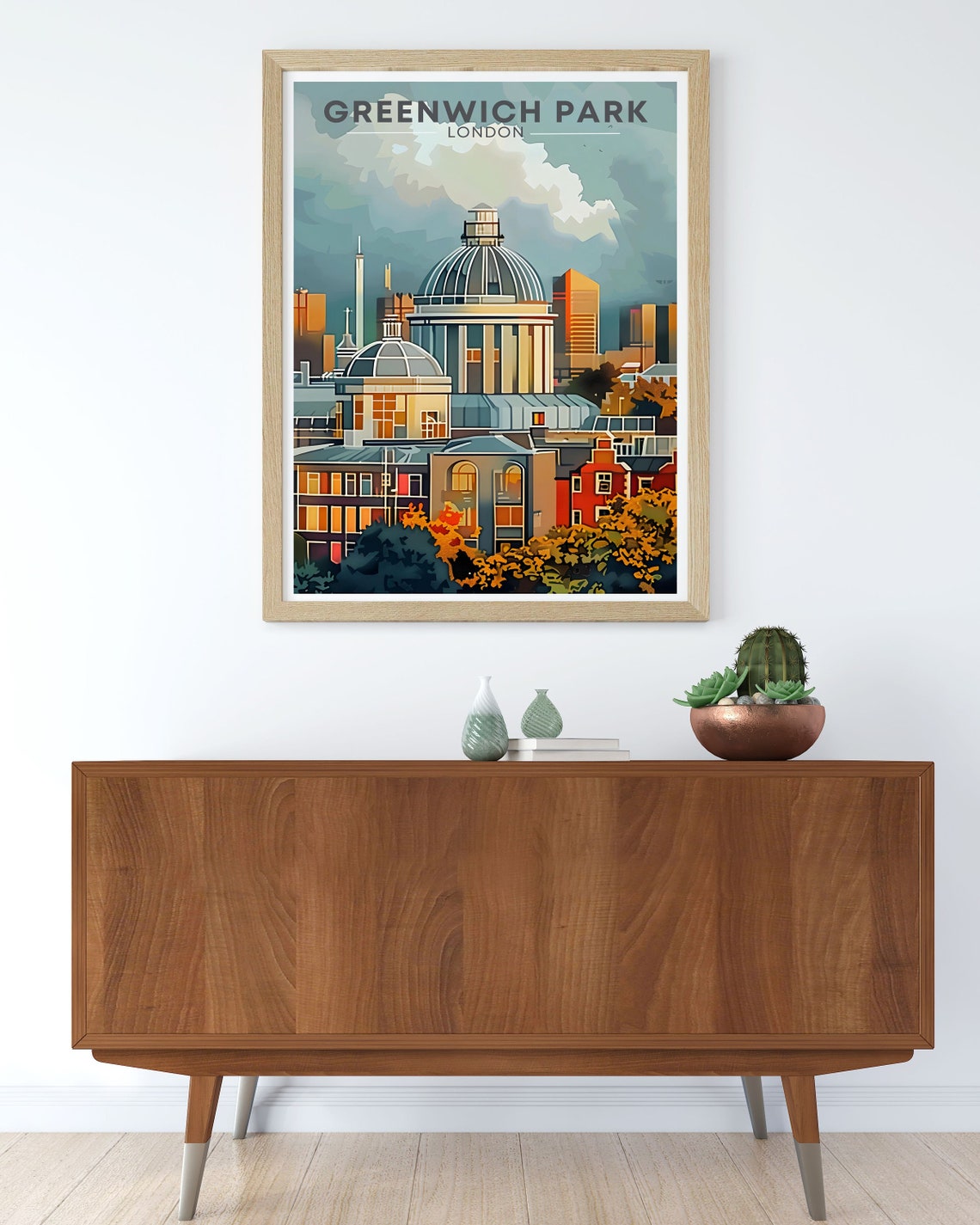 Greenwich Park London Skyline With Grand Dome Retro Travel Poster - Image 2