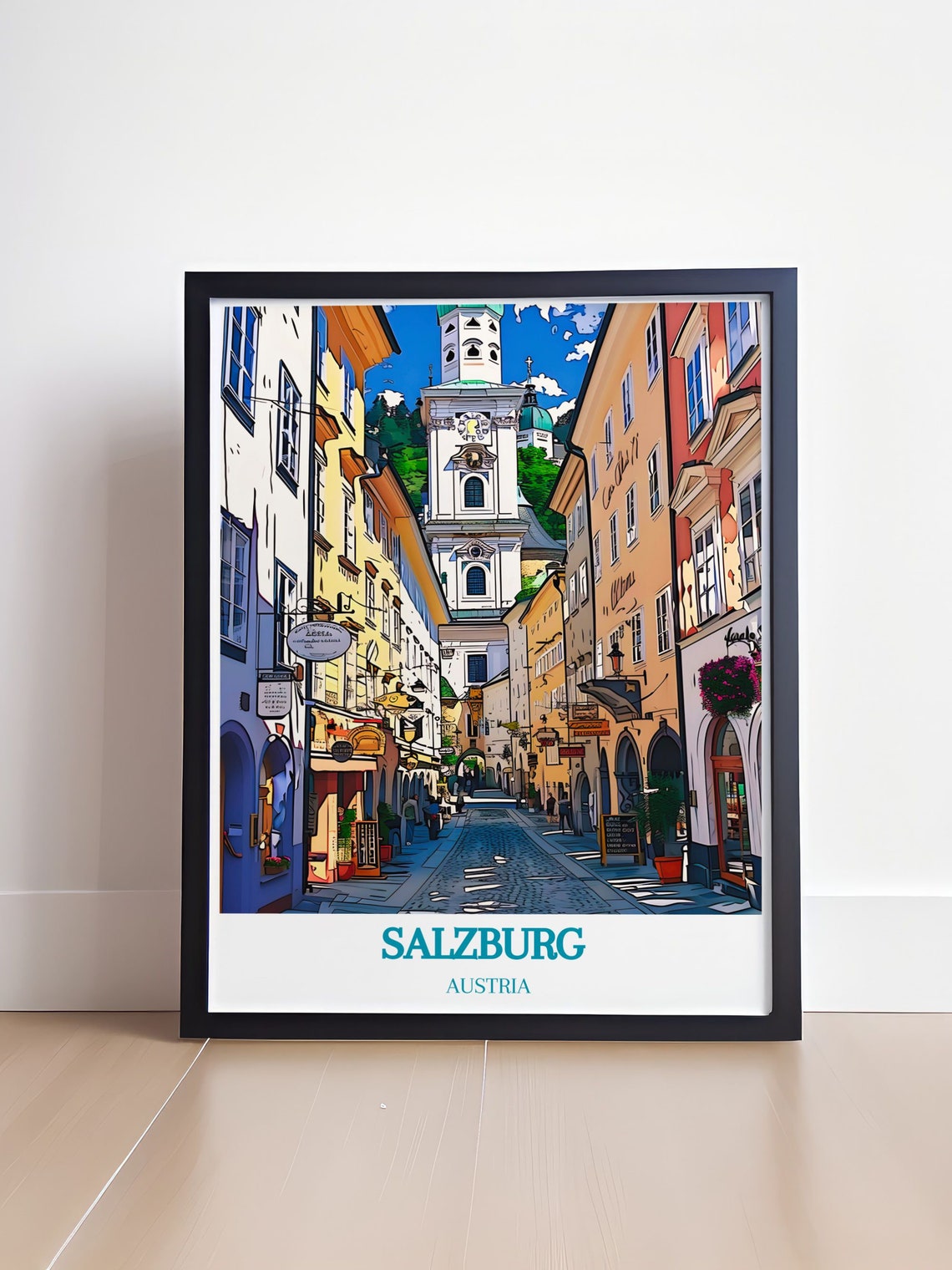 Salzburg Old Town Travel Prints Salzburgs Old Town Map Poster Salzburg Old Town Art Prints For The Modern Home - Image 4