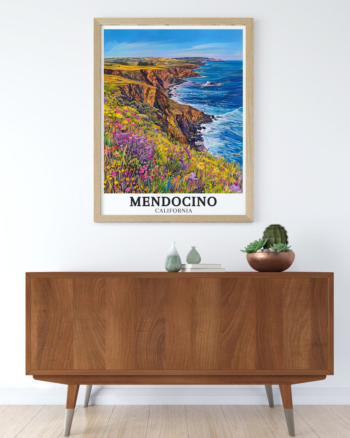 Mendocino Wildflower Cliffs Pacific Ocean California Coastal Poster - Image 2