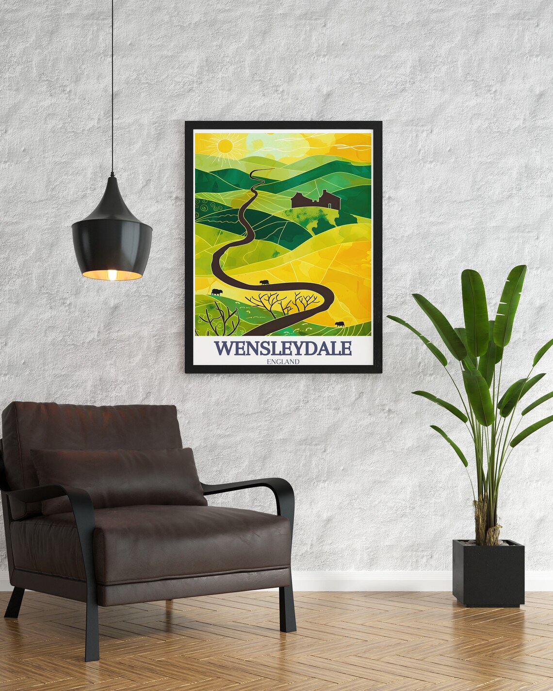 Wensleydale Yorkshire Dales Golden Rolling Hills Travel Poster - Image 3