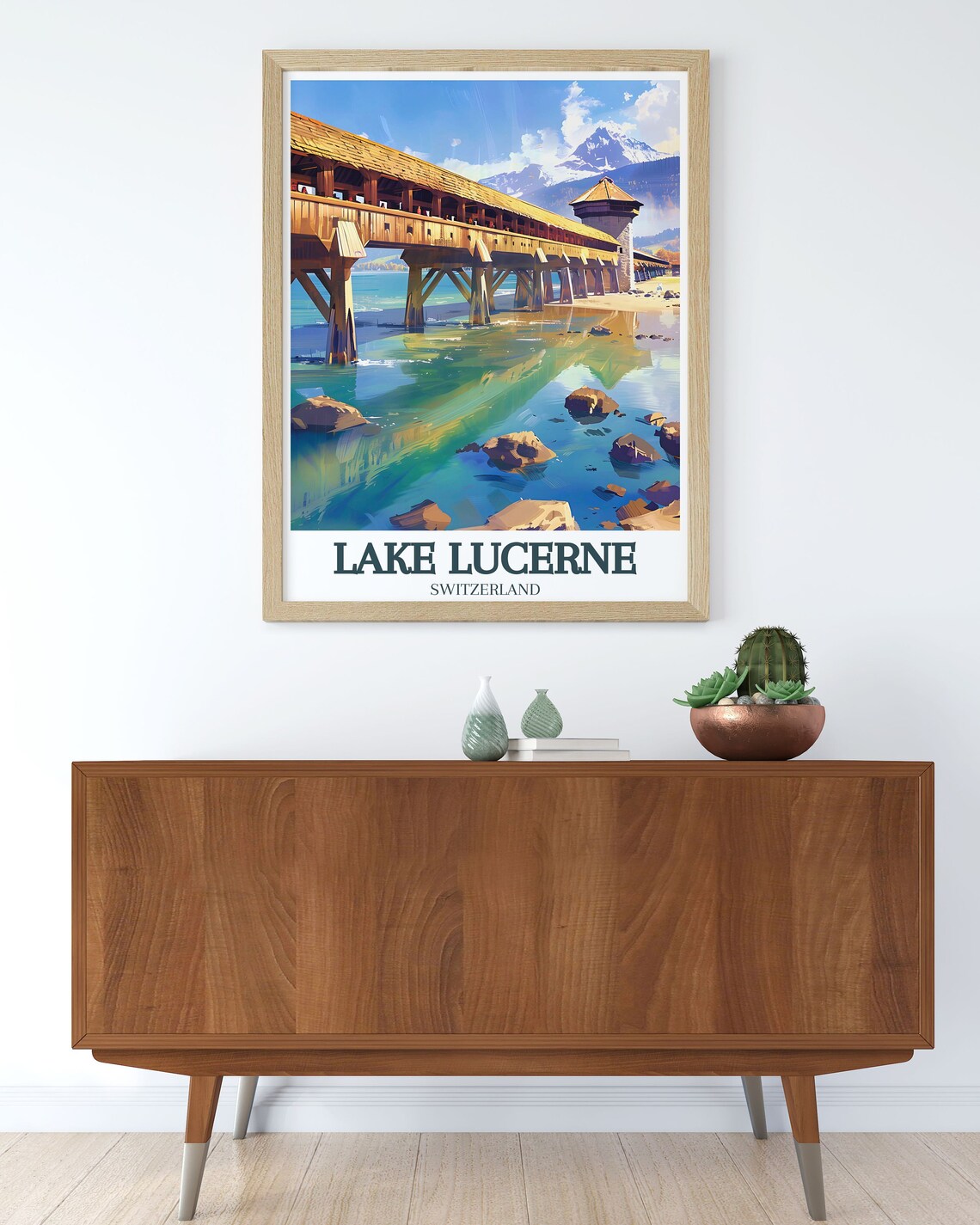 Lake Lucerne Chapel Bridge Water Tower Pilatus Classic Poster - Image 3
