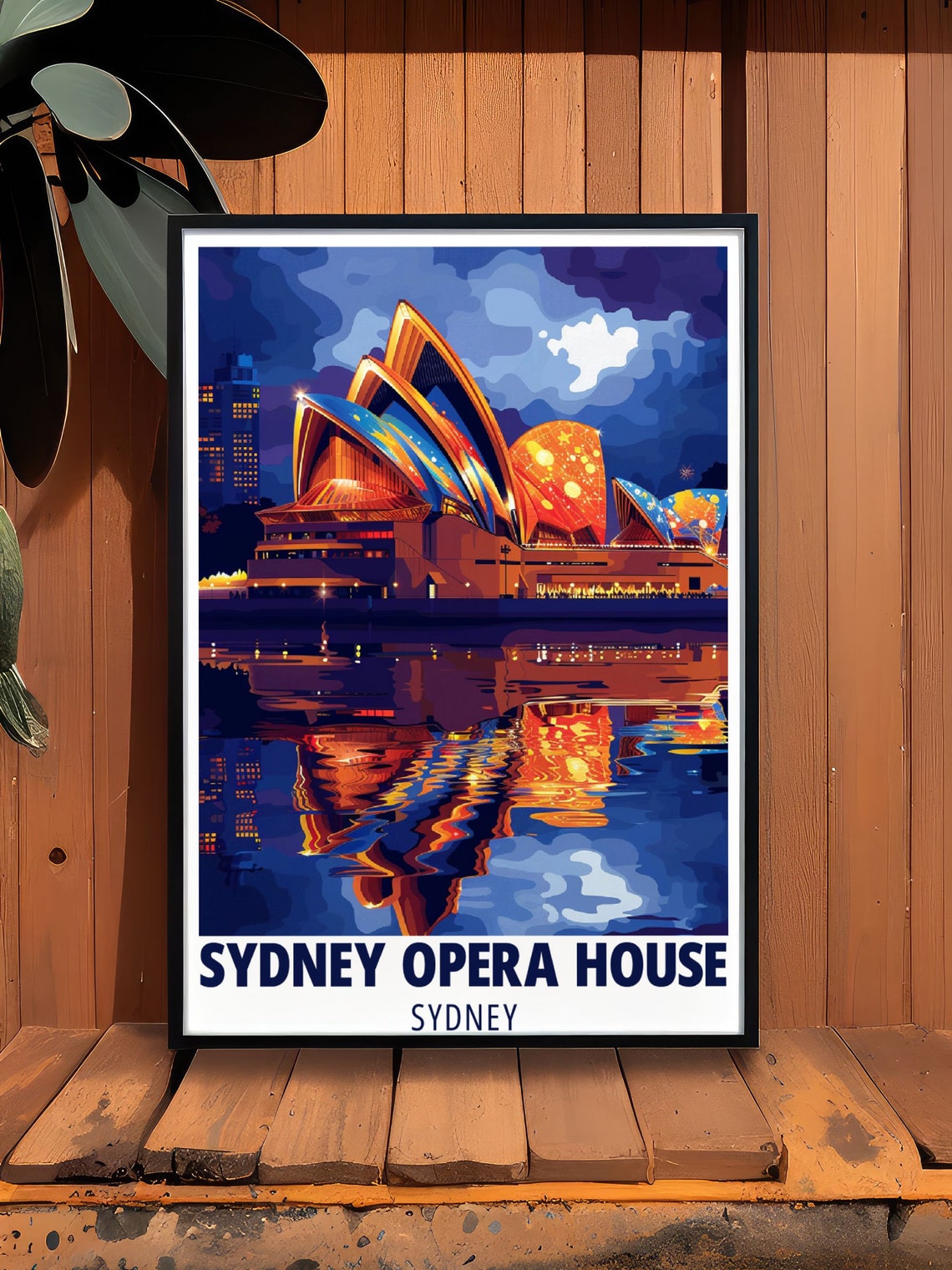 Sydney Opera House Night Illuminated Rainbow Sails Travel Poster - Image 2