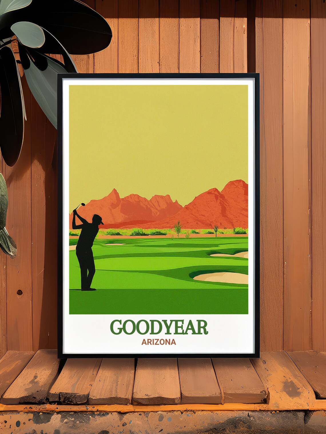 Goodyear Arizona Golf Course Golfer Sunset Mountains Travel Poster - Image 3