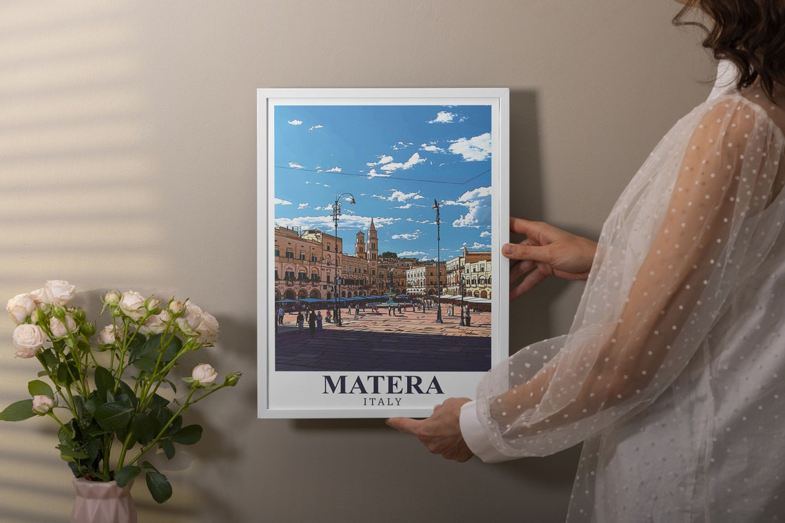 Matera Italy Piazza Vittorio Veneto Cathedral Square Travel Poster - Image 2