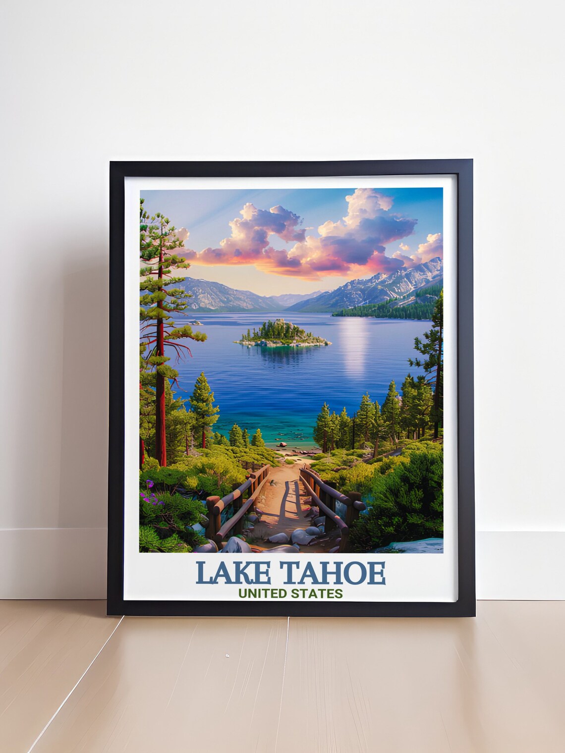 Lake Tahoe Emerald Bay Sunset Trail Island And Mountain View Poster - Image 4