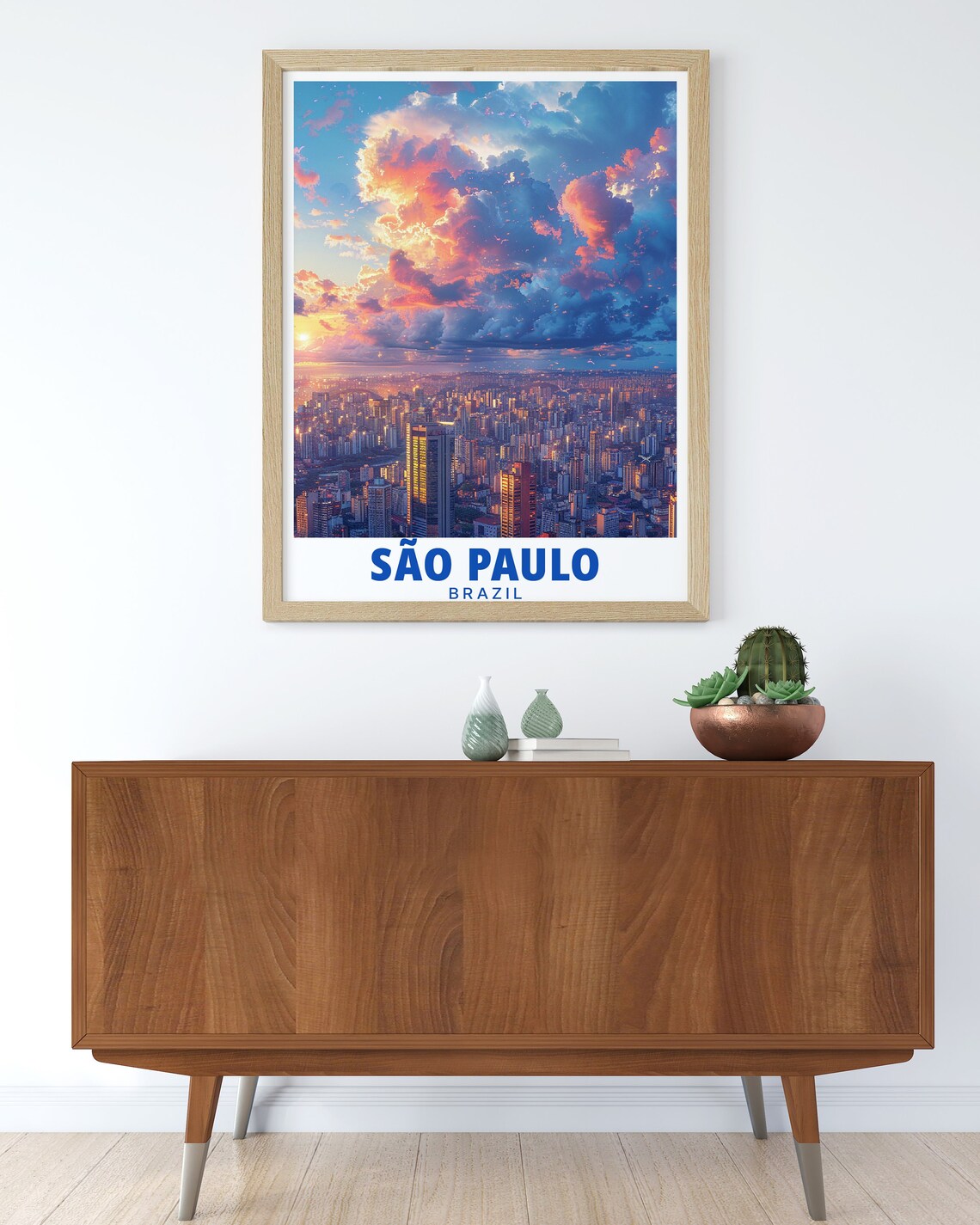 Sao Paulo Brazil Sunset City Skyline Clouds Urban Travel Poster - Image 3