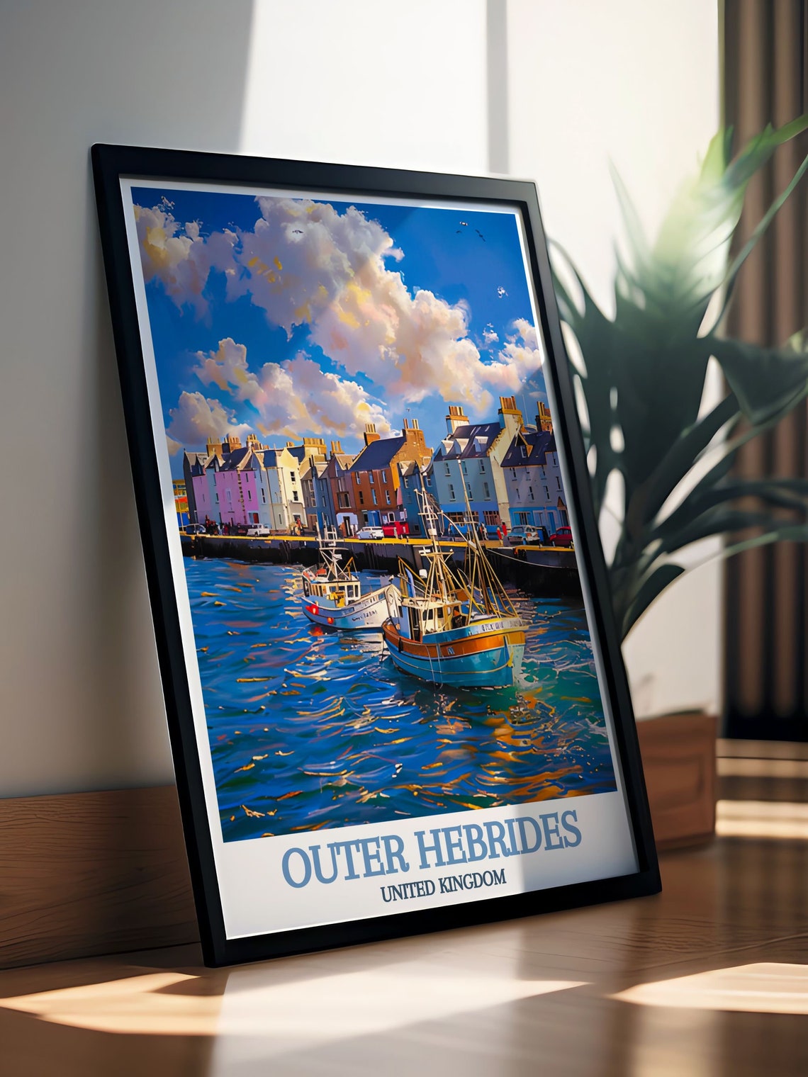 Outer Hebrides Stornoway Harbour Colorful Fishing Boats Poster - Image 3