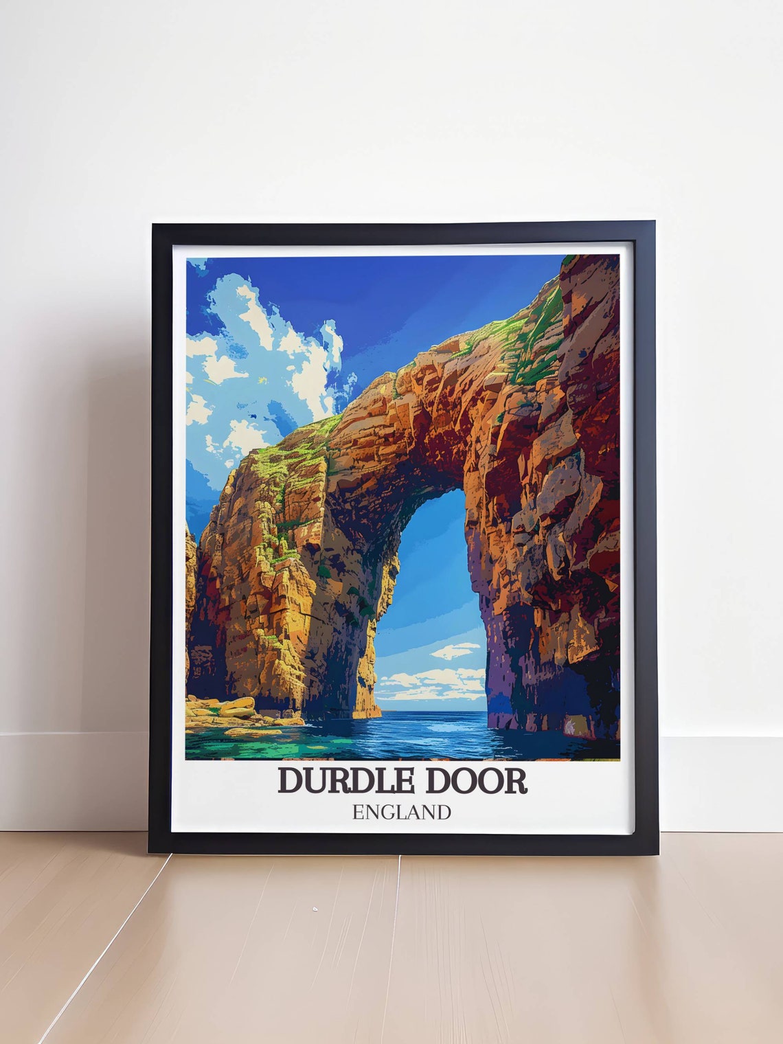 Durdle Door England Towering Limestone Arch Under Blue Sky Poster - Image 4