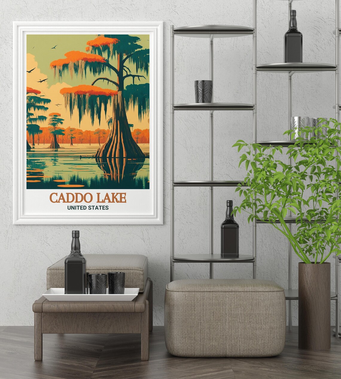 Caddo Lake United States Poster Cypress Trees Sunset Moss Bayou Design - Image 2