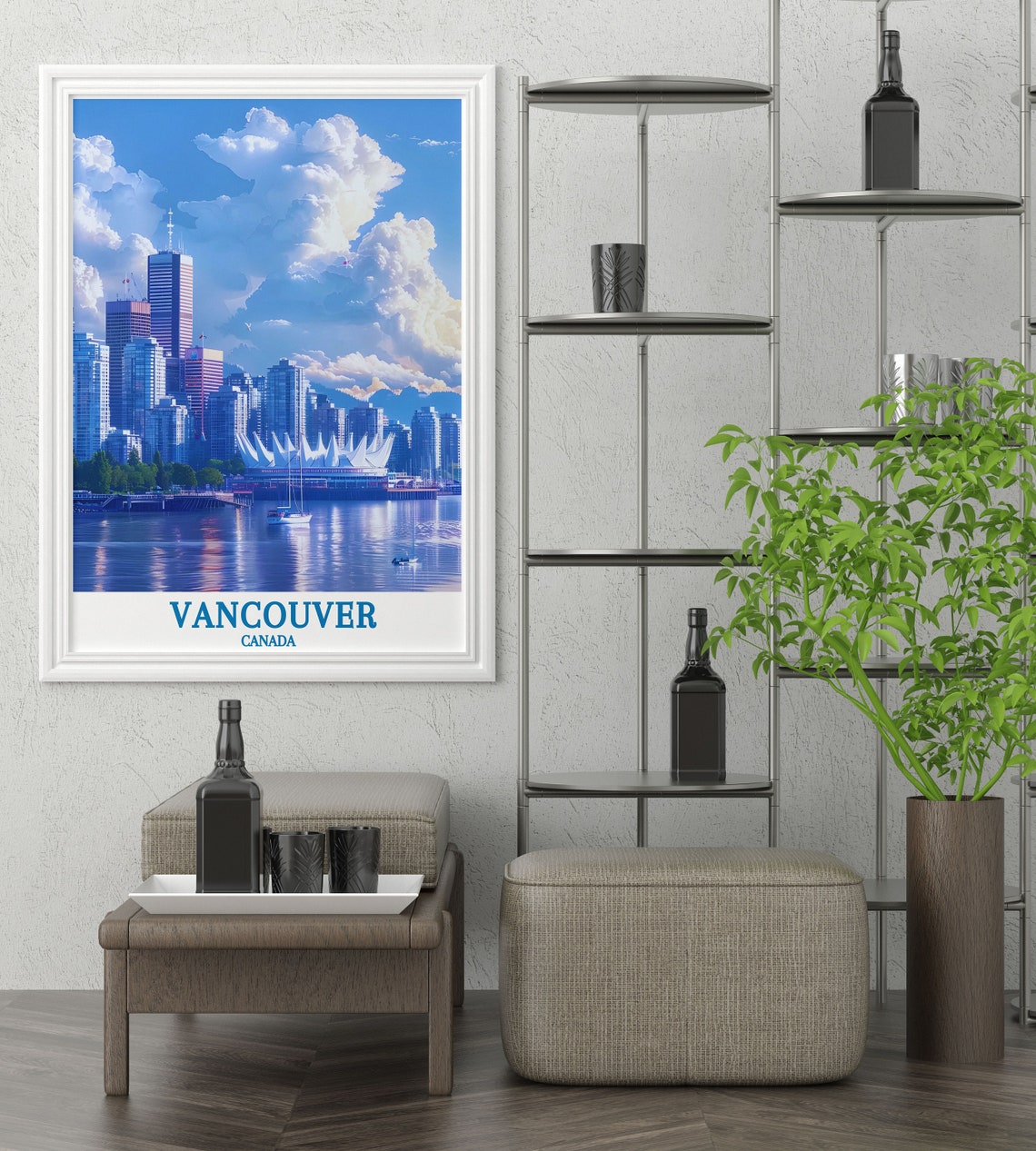 Vancouver Canada Skyline Harbor Waterfront Modern Travel Poster - Image 3
