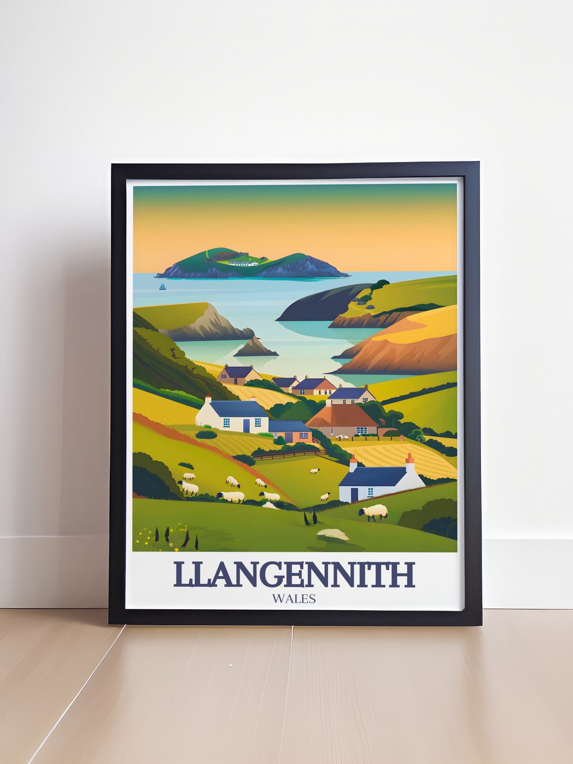 Llangennith Wales Rhossili Down Rolling Hills Sheep Travel Poster - Image 4
