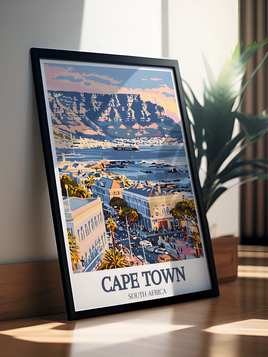 Cape Town Travel Print Cape Of Good Hope Art Print Victoria And Alfred Waterfront And Cape Of Good Hope Wall Art Cape Town Wall Art - Image 2