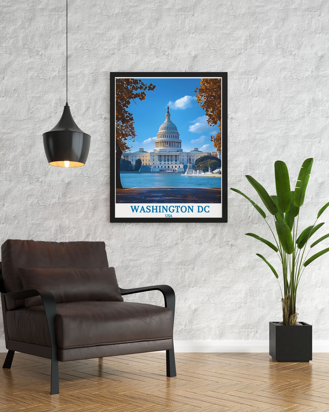 Washington DC USA US Capitol Building Fall Autumn Travel Poster - Image 3