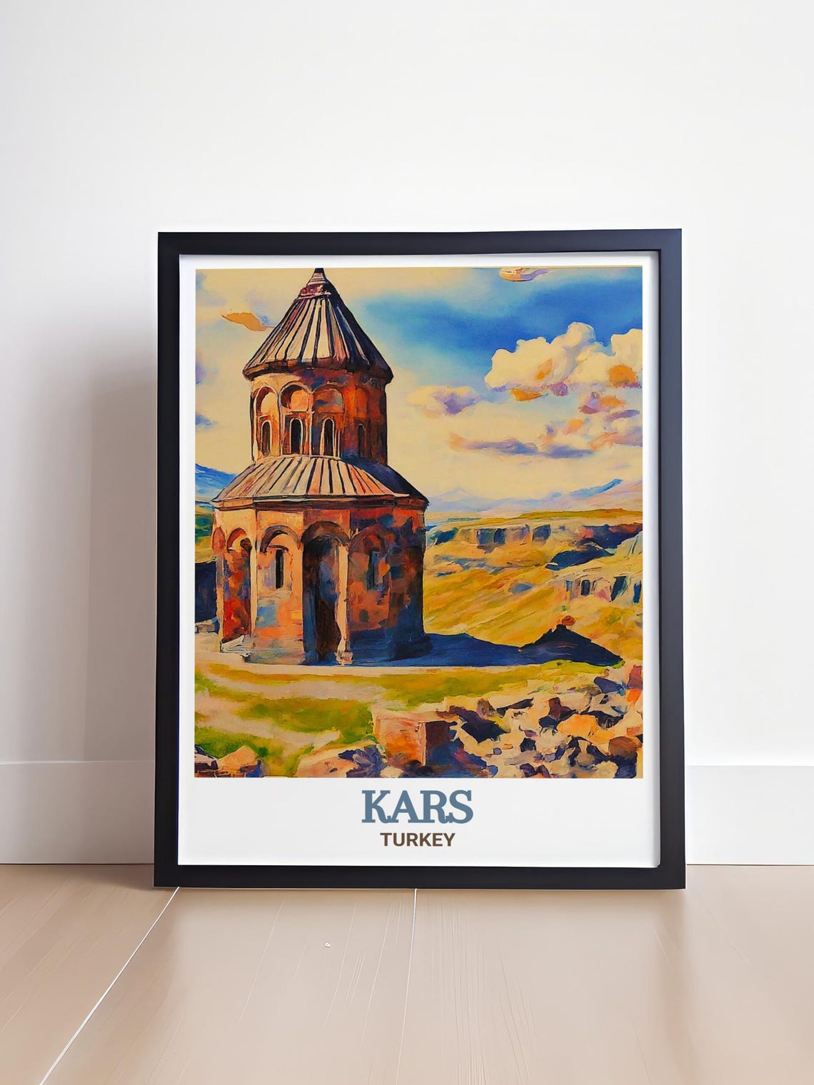 Kars Turkey Ani Ruins Ancient Stone Church Golden Landscape Poster - Image 2
