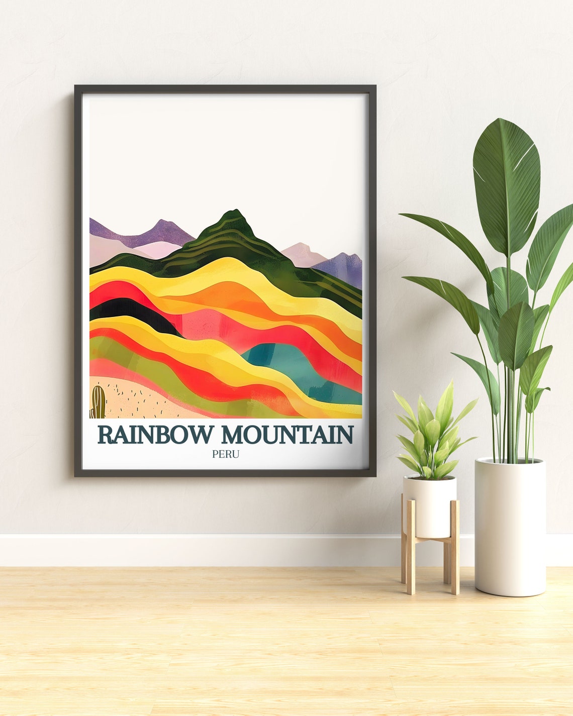 Rainbow Mountain Abstract Colorful Painted Waves Peru Art Print - Image 3
