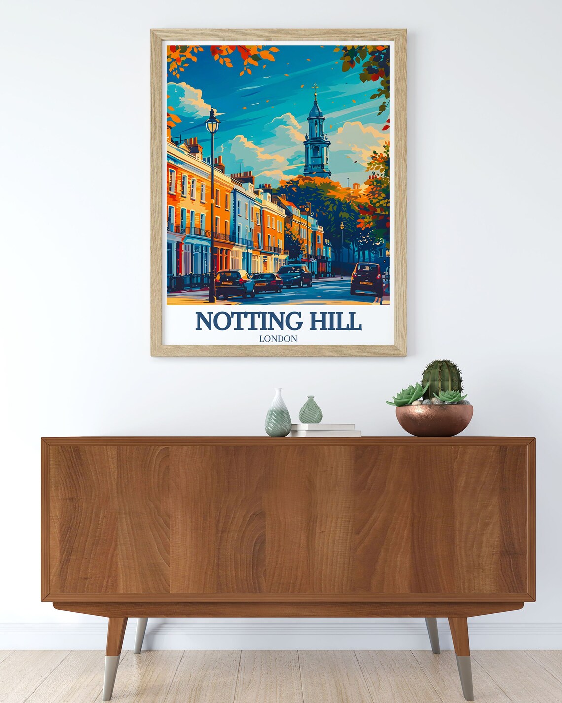 Notting Hill Wall Art Notting Hill Gate Village With St Peters Church Art Notting Hill Gate Village Art St Peters Church Decor - Image 2