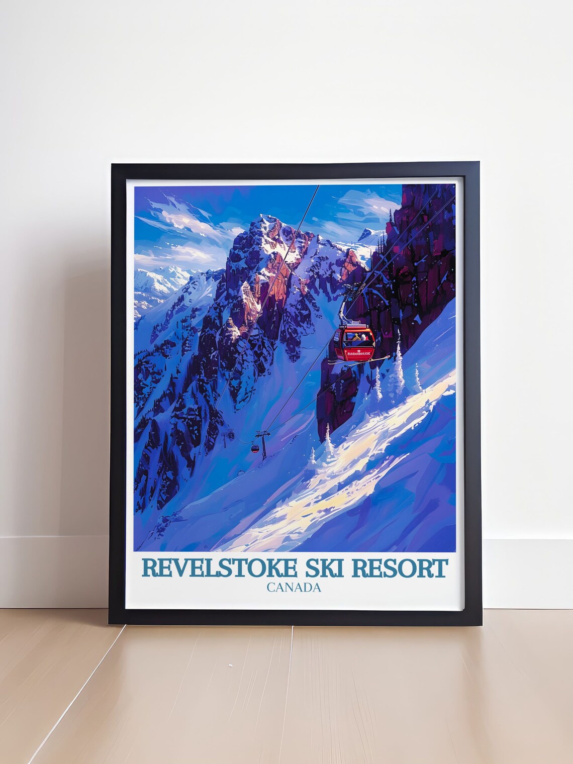 Revelstoke Ski Resort Canada Red Gondola Snowy Peak Travel Poster - Image 4