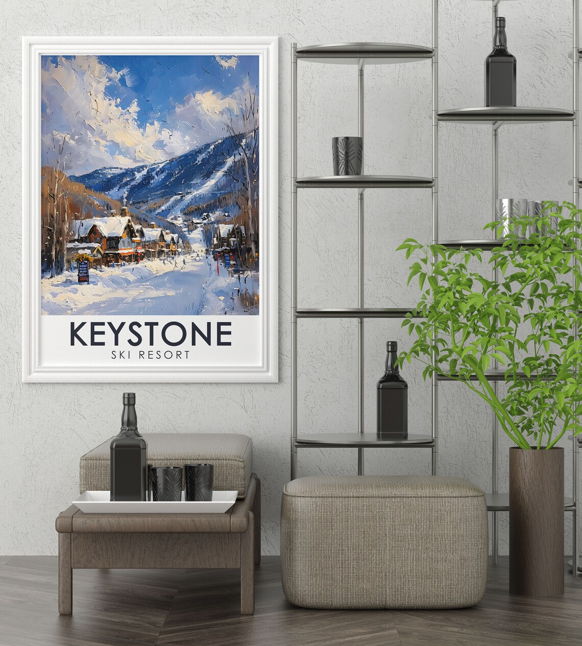 Keystone Snowy Ski Village Slopes Winter Colorado Scene Poster - Image 2