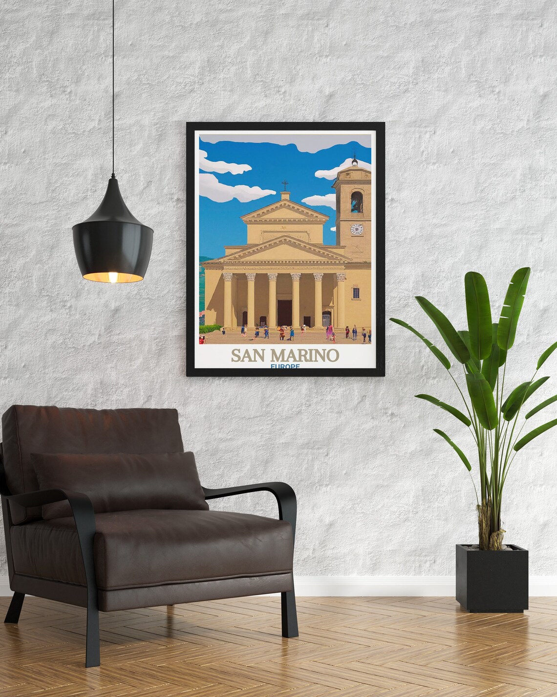 San Marino Europe Basilica di San Marino Church Plaza Travel Poster - Image 3