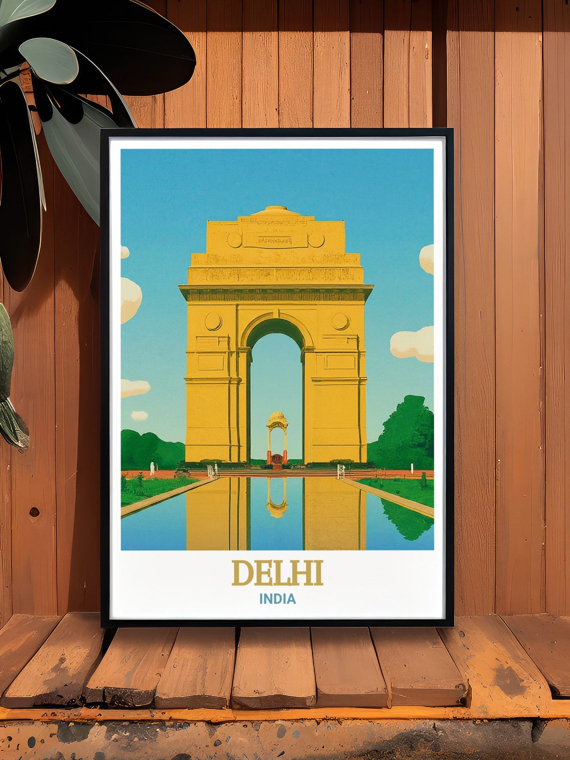 Delhi India India Gate Monument Reflection Pool Blue Sky Poster - Image 2