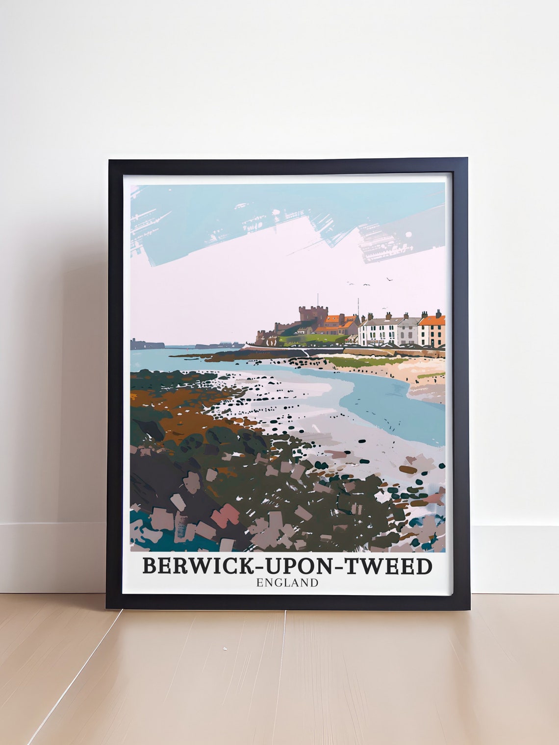 Berwick-upon-Tweed Castle Ruins Above a Sandy Beach Art Poster - Image 4