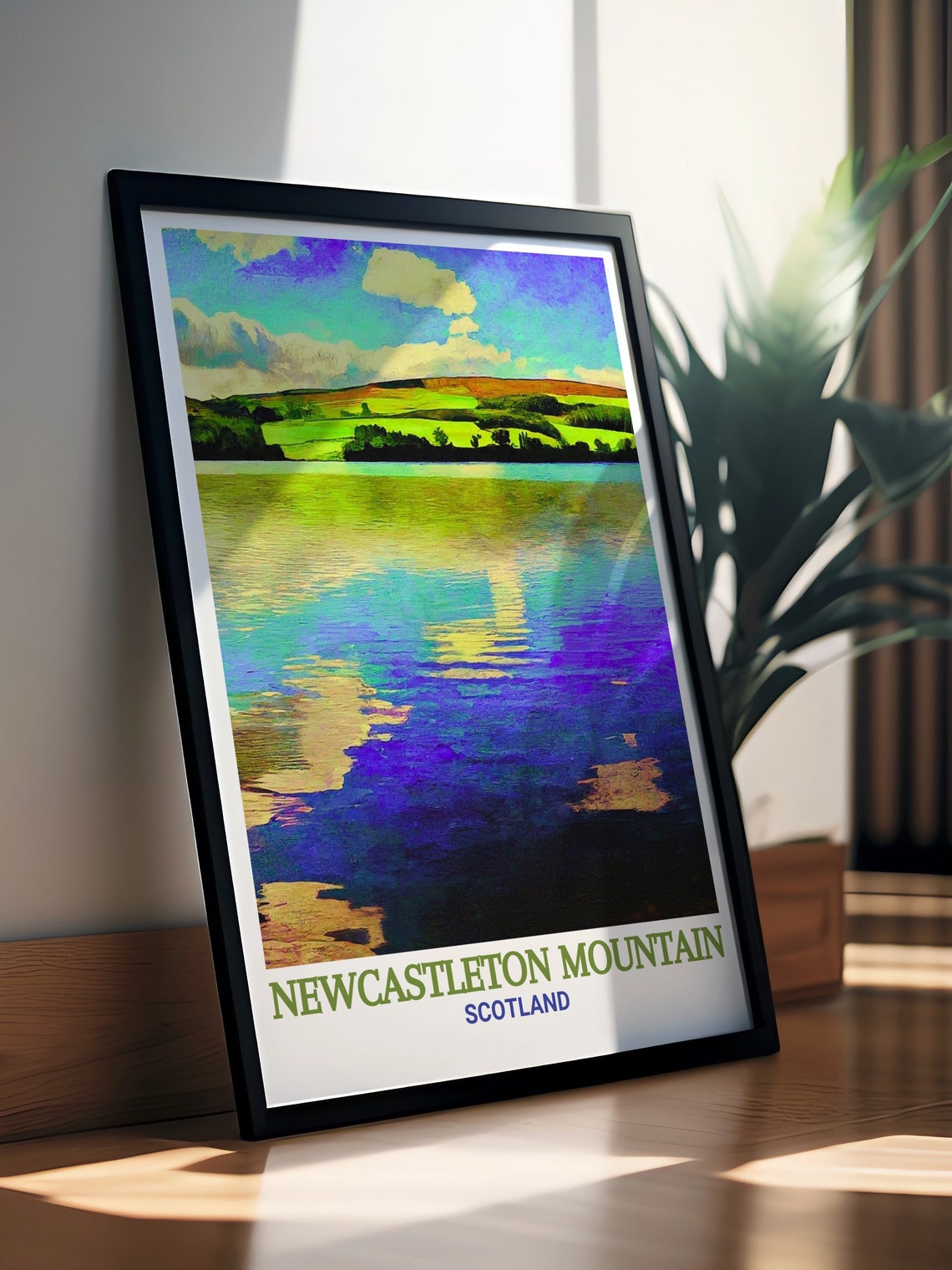 Newcastleton Mountain Kielder Water Mirror Reflection Travel Poster - Image 3