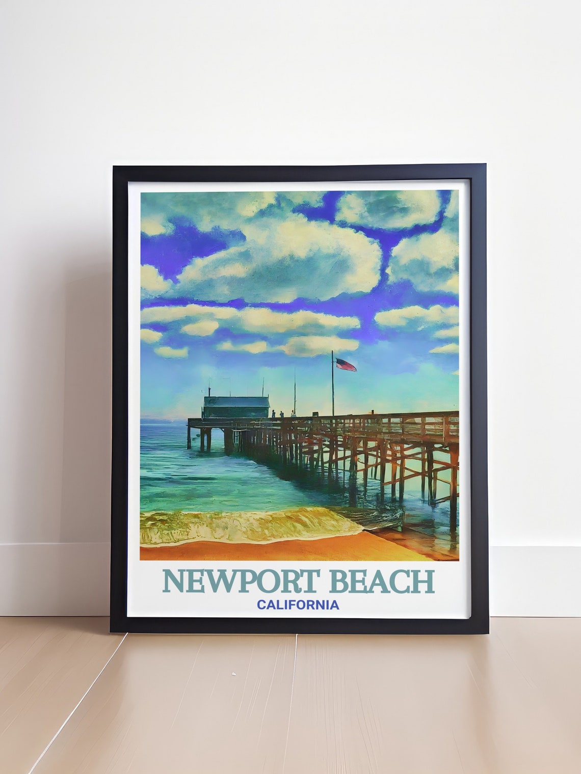 Newport Beach Balboa Pier Ocean View California Travel Poster - Image 4