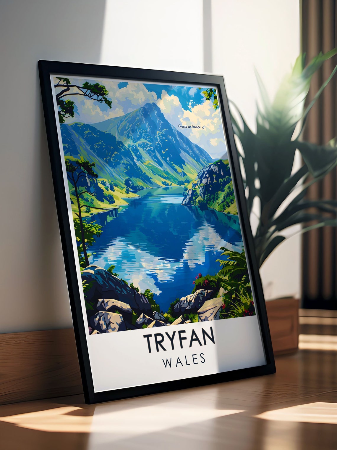 Tryfan Wales Llyn Ogwen Lake with Mountain Reflection Poster - Image 3